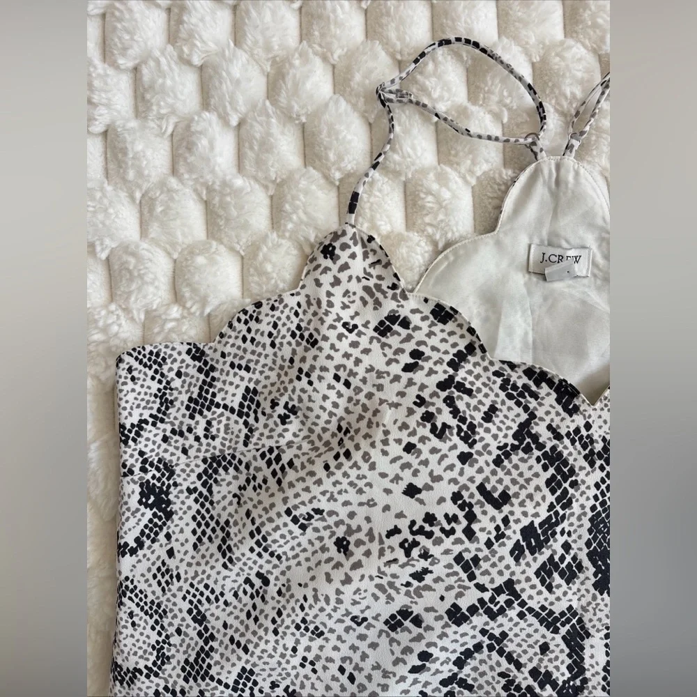 J. Crew Women’s 14 White Snakeskin Print Sleeveless Cami Tank Top Adjustable - Picture 4 of 12